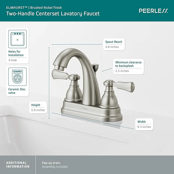 Peerless Elmhurst Two-Handle Bath Faucet | Tavomart - Image 3